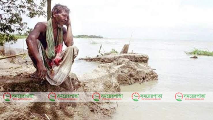 তিস্তার ভাঙ্গনে বিলীন হচ্ছে বসতভিটা সহ আবাদি জমি। 