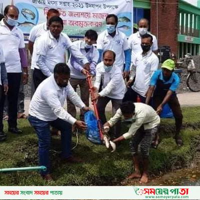 মোংলায় জাতীয় মৎস্য সপ্তাহ উপলক্ষে মাছের পোনা অবমুক্তকরণ